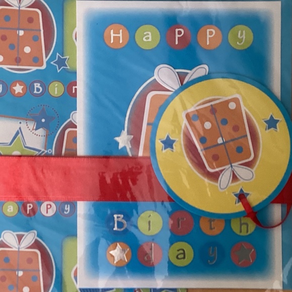 Birthday GiftWrap + Card Tissue Ribbon +Tag COMPLETE MATCHING SET Girl Boy Adult - Picture 5 of 8